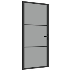 vidaXL Puerta interior vidrio ESG y aluminio negro 93x201,5 cm