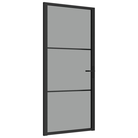 vidaXL Puerta interior vidrio ESG y aluminio negro 93x201,5 cm