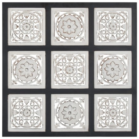 vidaXL Panel de pared tallado a mano MDF negro y blanco 60x60x1,5 cm