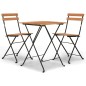 vidaXL Muebles cafetería plegables 3 piezas madera maciza teca y acero