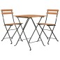vidaXL Muebles cafetería plegables 3 piezas madera maciza teca y acero