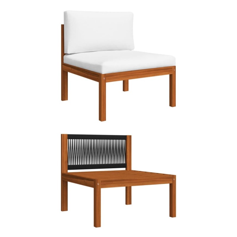 vidaXL Sofá central para jardín con cojines madera maciza de acacia vidaXL Sofá central para jardín con cojines madera maciza de acacia