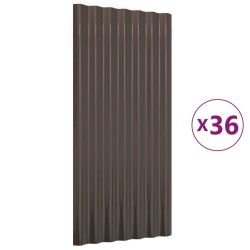 vidaXL Paneles de tejado 36 unidades acero recubierto marrón 80x36 cm