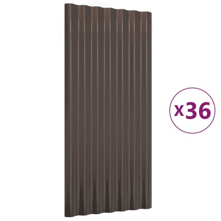 vidaXL Paneles de tejado 36 unidades acero recubierto marrón 80x36 cm