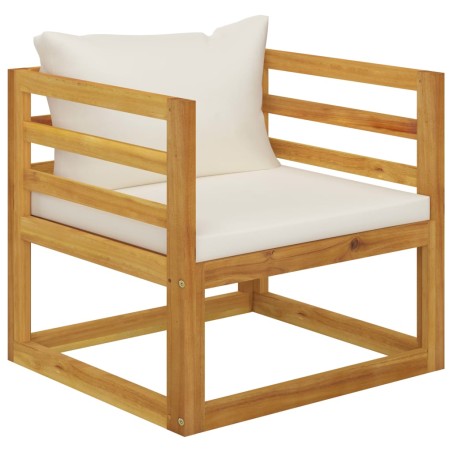 vidaXL Silla de jardín y cojines color crema madera maciza de acacia