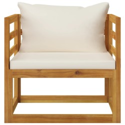 vidaXL Silla de jardín y cojines color crema madera maciza de acacia