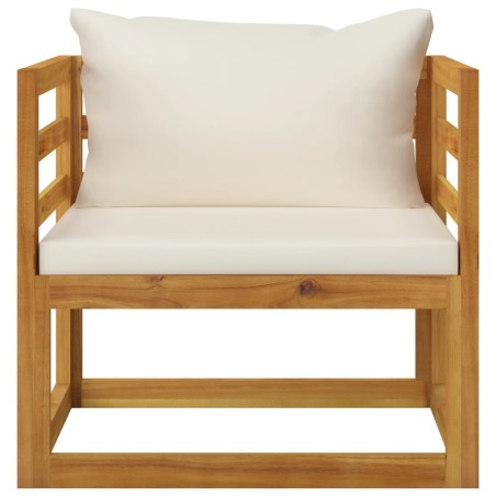 vidaXL Silla de jardín y cojines color crema madera maciza de acacia