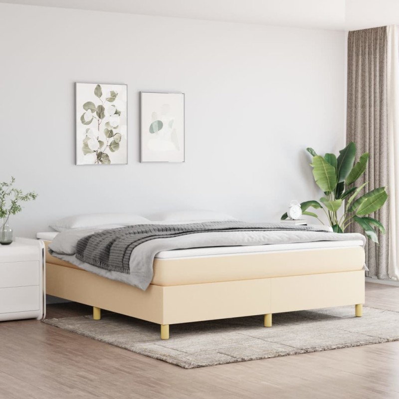 vidaXL Cama box spring con colchón tela color crema 160x200 cm vidaXL Cama box spring con colchón tela color crema 160x200 cm