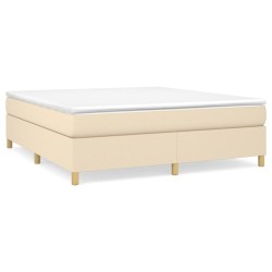 vidaXL Cama box spring con colchón tela color crema 160x200 cm