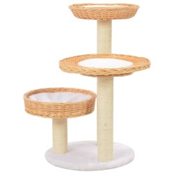 vidaXL Rascador para gatos con poste de sisal madera natural de sauce