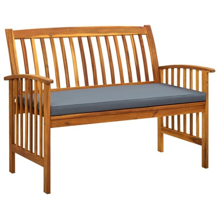 vidaXL Banco de jardín con cojines 119 cm madera maciza de acacia