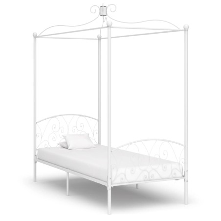 vidaXL Estructura de cama con dosel metal blanco 100x200 cm