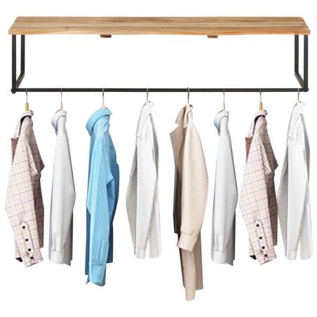 vidaXL Perchero con borde natural madera maciza de acacia 100x35x22 cm