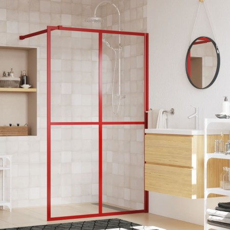 vidaXL Mampara puerta de ducha vidrio transparente ESG rojo 118x195 cm