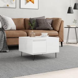 vidaXL Mesa de centro madera contrachapada blanco brillo 55x55x36,5 cm