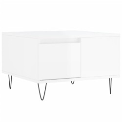 vidaXL Mesa de centro madera contrachapada blanco brillo 55x55x36,5 cm