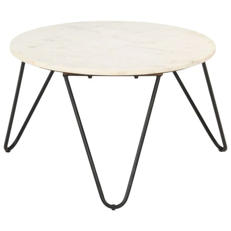 vidaXL Mesa de centro piedra real textura de mármol blanco 65x65x42 cm