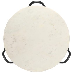 vidaXL Mesa de centro piedra real textura de mármol blanco 65x65x42 cm