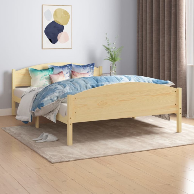 vidaXL Estructura de cama de madera maciza de pino 140x200 cm vidaXL Estructura de cama de madera maciza de pino 140x200 cm