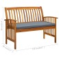 vidaXL Banco de jardín con cojines 119 cm madera maciza de acacia vidaXL Banco de jardín con cojines 119 cm madera maciza de acacia