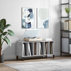 vidaXL Mueble discos madera contrachapada gris hormigón 100x38x48 cm