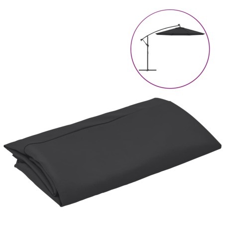vidaXL Tela de repuesto para sombrilla voladiza negro 350 cm