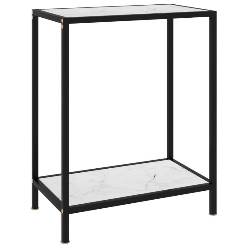 vidaXL Mesa de consola vidrio templado blanco 60x35x75 cm vidaXL Mesa de consola vidrio templado blanco 60x35x75 cm