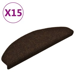 vidaXL Alfombrilla autoadhesiva de escalera 15 uds 65x21x4 cm marrón