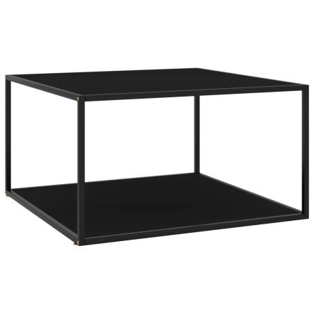 vidaXL Mesa de centro negra con vidrio negro 90x90x50 cm