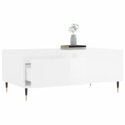 vidaXL Mesa de centro madera contrachapada blanco brillo 90x50x36,5 cm