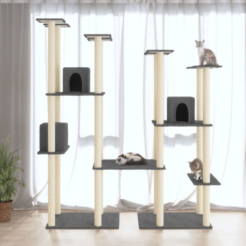 vidaXL Rascador para gatos con postes de sisal gris oscuro 174 cm vidaXL Rascador para gatos con postes de sisal gris oscuro 174 cm