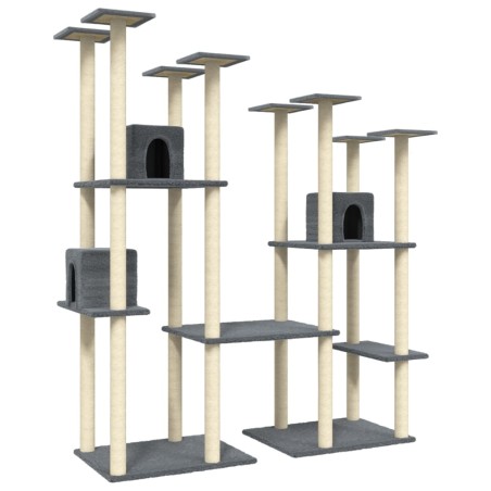 vidaXL Rascador para gatos con postes de sisal gris oscuro 174 cm