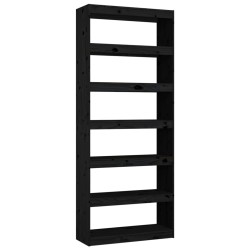 vidaXL Estantería/divisor de espacios madera pino negro 80x30x199,5 cm