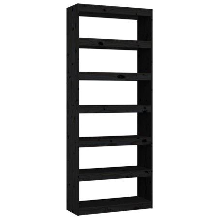 vidaXL Estantería/divisor de espacios madera pino negro 80x30x199,5 cm