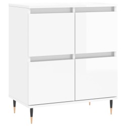 vidaXL Aparador de madera contrachapada blanco brillante 60x35x70 cm