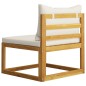 vidaXL Sofá seccional central y cojín blanco crema madera de acacia vidaXL Sofá seccional central y cojín blanco crema madera de acacia