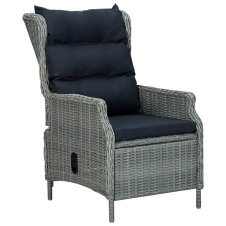 vidaXL Sillón reclinable de jardín cojines ratán sintético gris claro