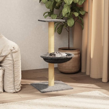 vidaXL Rascador para gatos con poste de sisal gris claro 74 cm