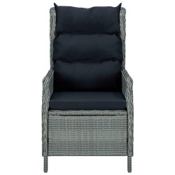 vidaXL Sillón reclinable de jardín cojines ratán sintético gris claro