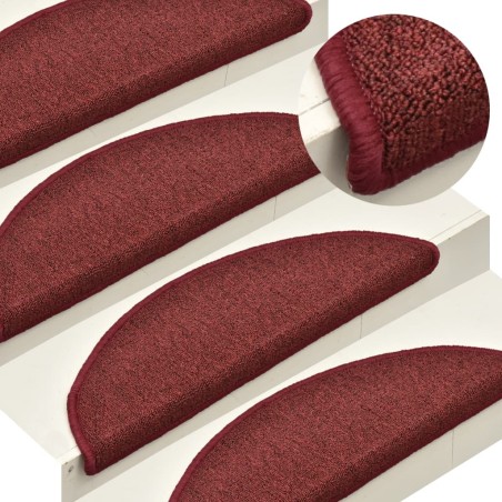 vidaXL Alfombras de peldaños de escalera 15 uds rojo 56x17x3 cm