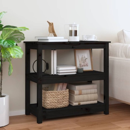 vidaXL Mesa consola madera maciza de pino negro 80x40x74 cm