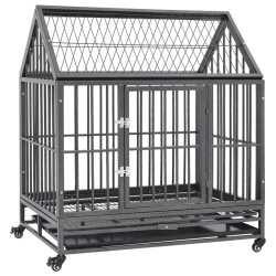 vidaXL Jaula de perro  con ruedas y techo acero 92x62x106 cm