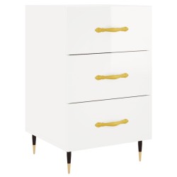 vidaXL Mesita de noche madera de ingeniería blanco brillo 40x40x66 cm
