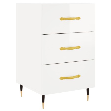 vidaXL Mesita de noche madera de ingeniería blanco brillo 40x40x66 cm