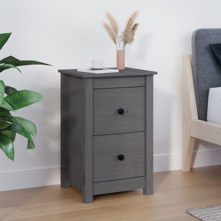 vidaXL Mesita de noche madera maciza de pino gris 40x35x61,5 cm