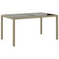 vidaXL Mesa jardín vidrio templado ratán sintético beige 150x90x75 cm vidaXL Mesa jardín vidrio templado ratán sintético beige 150x90x75 cm