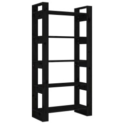 vidaXL Estantería/divisor de espacios madera maciza negro 80x35x160 cm