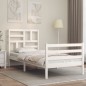 vidaXL Estructura de cama individual con cabecero madera maciza blanco vidaXL Estructura de cama individual con cabecero madera maciza blanco