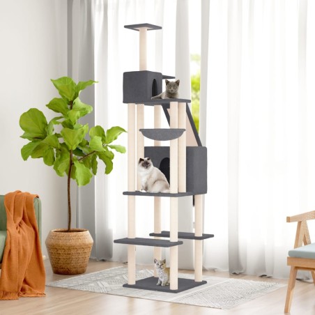 vidaXL Rascador para gatos con postes de sisal gris oscuro 201 cm