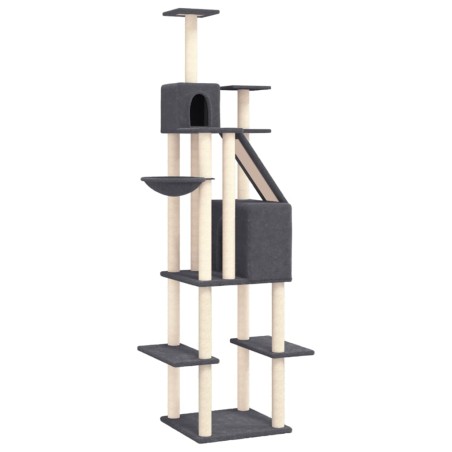 vidaXL Rascador para gatos con postes de sisal gris oscuro 201 cm